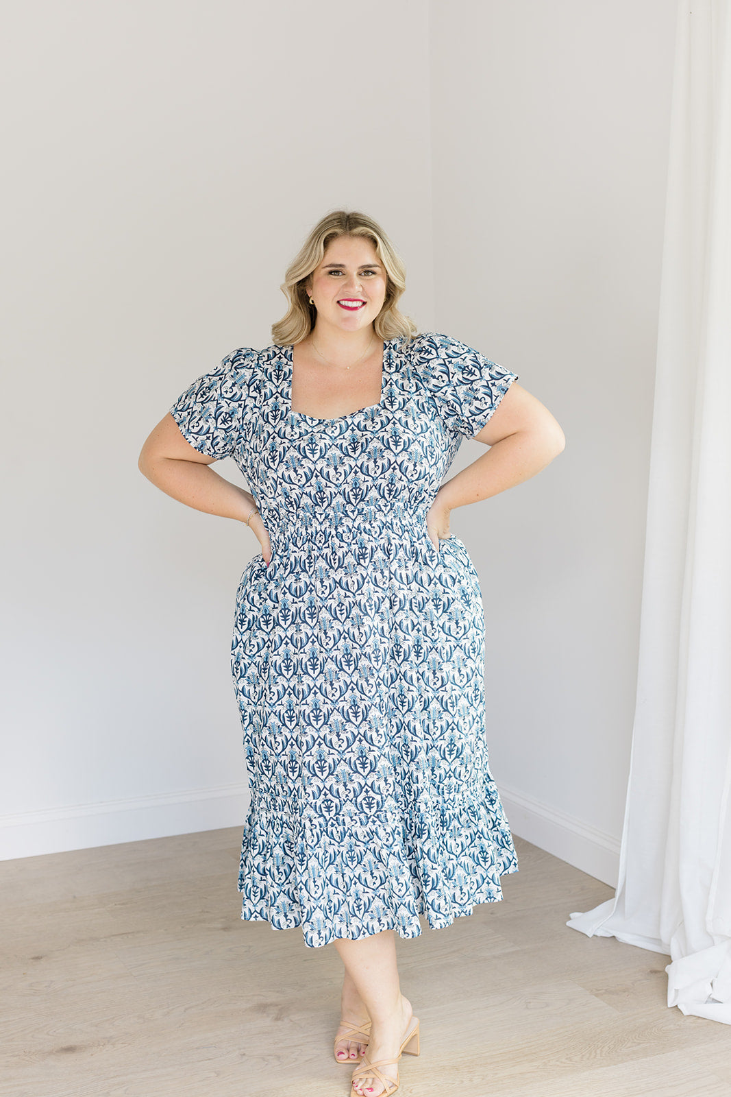 The Allison Dress In Navy Trellis | Includes Plus Size
