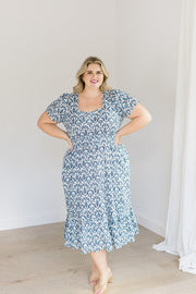 The Allison Dress In Navy Trellis | Includes Plus Size