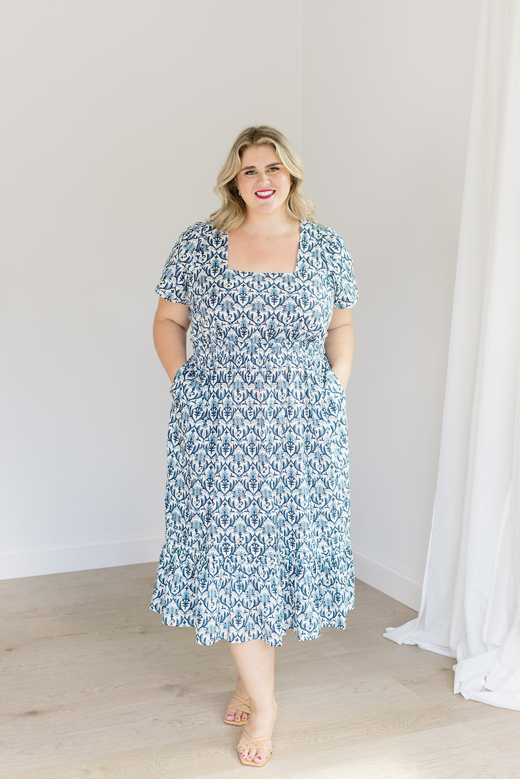 The Allison Dress In Navy Trellis | Includes Plus Size