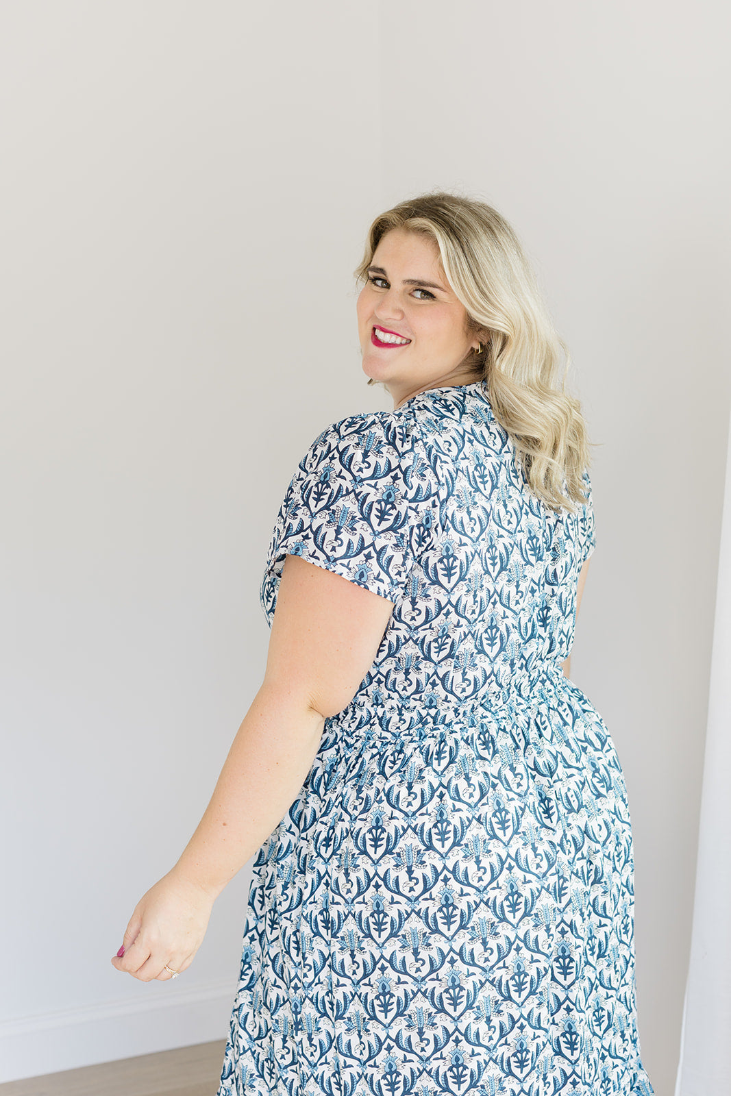 The Allison Dress In Navy Trellis | Includes Plus Size