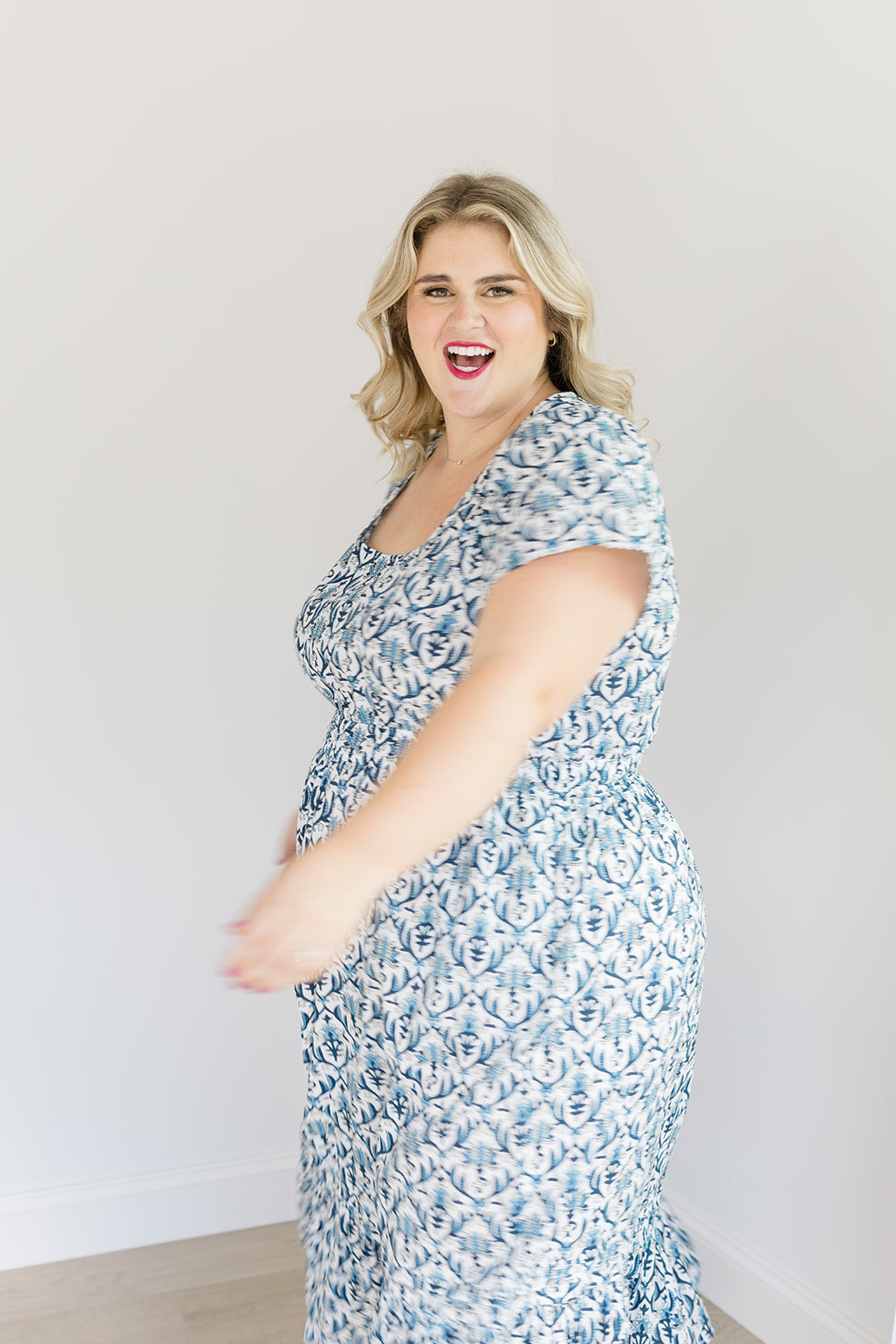 The Allison Dress In Navy Trellis | Includes Plus Size