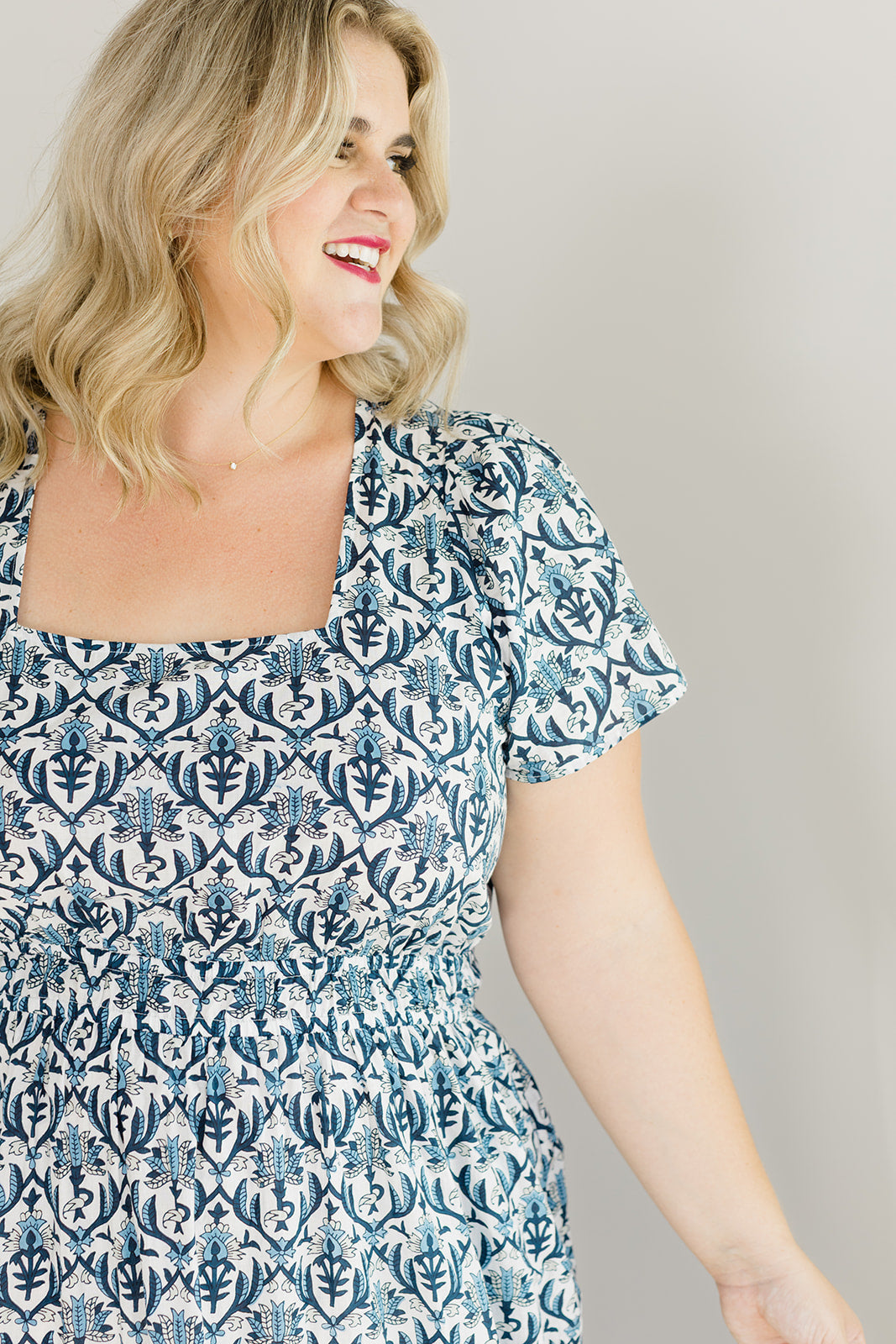 The Allison Dress In Navy Trellis | Includes Plus Size