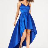 B Darlin Women's Hi Low V Neck Formal Dress  Blue Size 44989