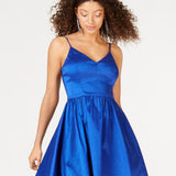 B Darlin Women's Hi Low V Neck Formal Dress  Blue Size 44989