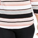 Charter Club Women's Ribbed Striped Top Pink Size XX-Large
