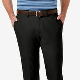 Haggar Men's Cool 18 Pro Stretch Straight Fit Flat Front Dress Pants Black Size 38X30