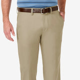 Haggar Men's Cool 18 Pro Stretch Straight Fit Flat Front Dress Pants Beige Size 38X30