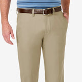 Haggar Men's Cool 18 Pro Stretch Straight Fit Flat Front Dress Pants Beige Size 36X32