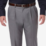 Haggar Men's Premium Comfort Stretch Classic Fit Solid Pleated Dress Pants Gray Size 34X30