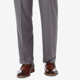 Haggar Men's Premium Comfort Stretch Classic Fit Solid Pleated Dress Pants Gray Size 34X30