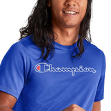 Champion Men's Mvp Script Logo Short Sleeve Crewneck T Shirt Blue Size Medium