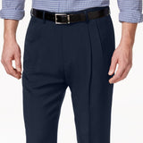 Haggar Men's Eclo Stria Classic Fit Pleated Hidden Expandable Waistband Dress Pants Blue Size 40X30