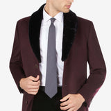 Tallia Men's Overcoat with Removable Sherpa Collar Coat Red Size X-Large