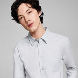 And Now This Men's Poplin Collared Button Down Shirt Gray Size Large