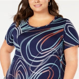 JM Collection Women's Printed T-Shirt Blue Size 0X