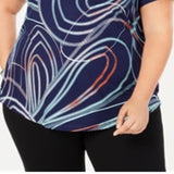 JM Collection Women's Printed T-Shirt Blue Size 0X