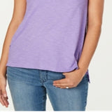Style & Co Women's Graphic Refresh Eyelet Floral Tank Top Purple Size Medium