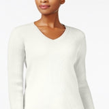 Karen Scott Women's Cotton V Neck Sweater White Size XX-Large