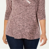 Style & Co Women's Draped Neck Top Red Size X-Large