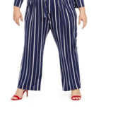 NY Collection Women's Printed Tie Front Gaucho Jumpsuit Blue Size 1X