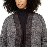 Karen Scott Women's Plus Tipped Cardigan Sweater Black Size 2X