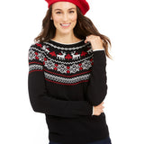 Charter Club Women's Metallic Fair Isle Family Sweater Black Size Small