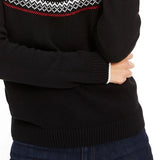Charter Club Women's Metallic Fair Isle Family Sweater Black Size Small