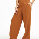 Danielle Bernstein Women's Pinstripe Trouser Pants Dark Orange Size 10