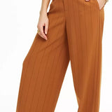 Danielle Bernstein Women's Pinstripe Trouser Pants Dark Orange Size 10