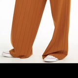 Danielle Bernstein Women's Pinstripe Trouser Pants Dark Orange Size 10