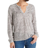 Lucky Brand Women's Cotton Animal-Print Peasant Top White Size Extra Large