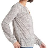 Lucky Brand Women's Cotton Animal-Print Peasant Top White Size Extra Large