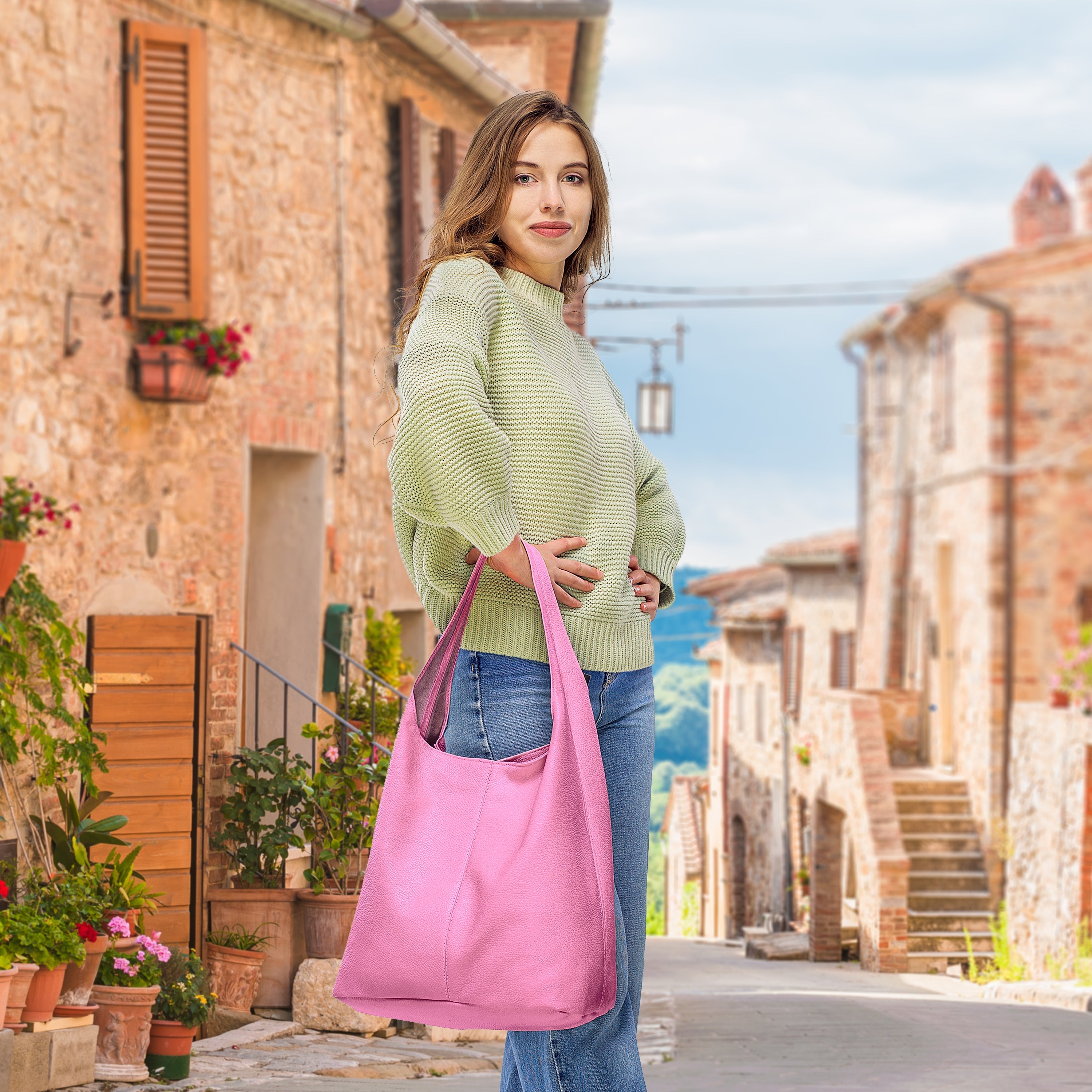 Calf Leather Hobo Bag