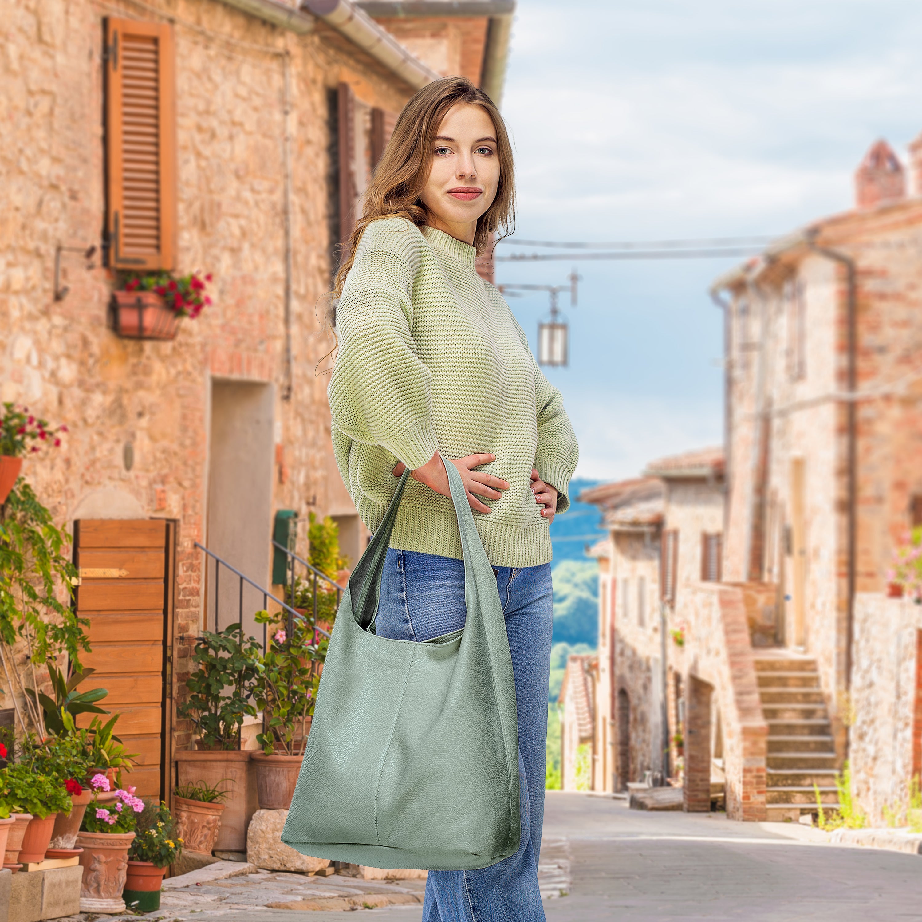 Calf Leather Hobo Bag