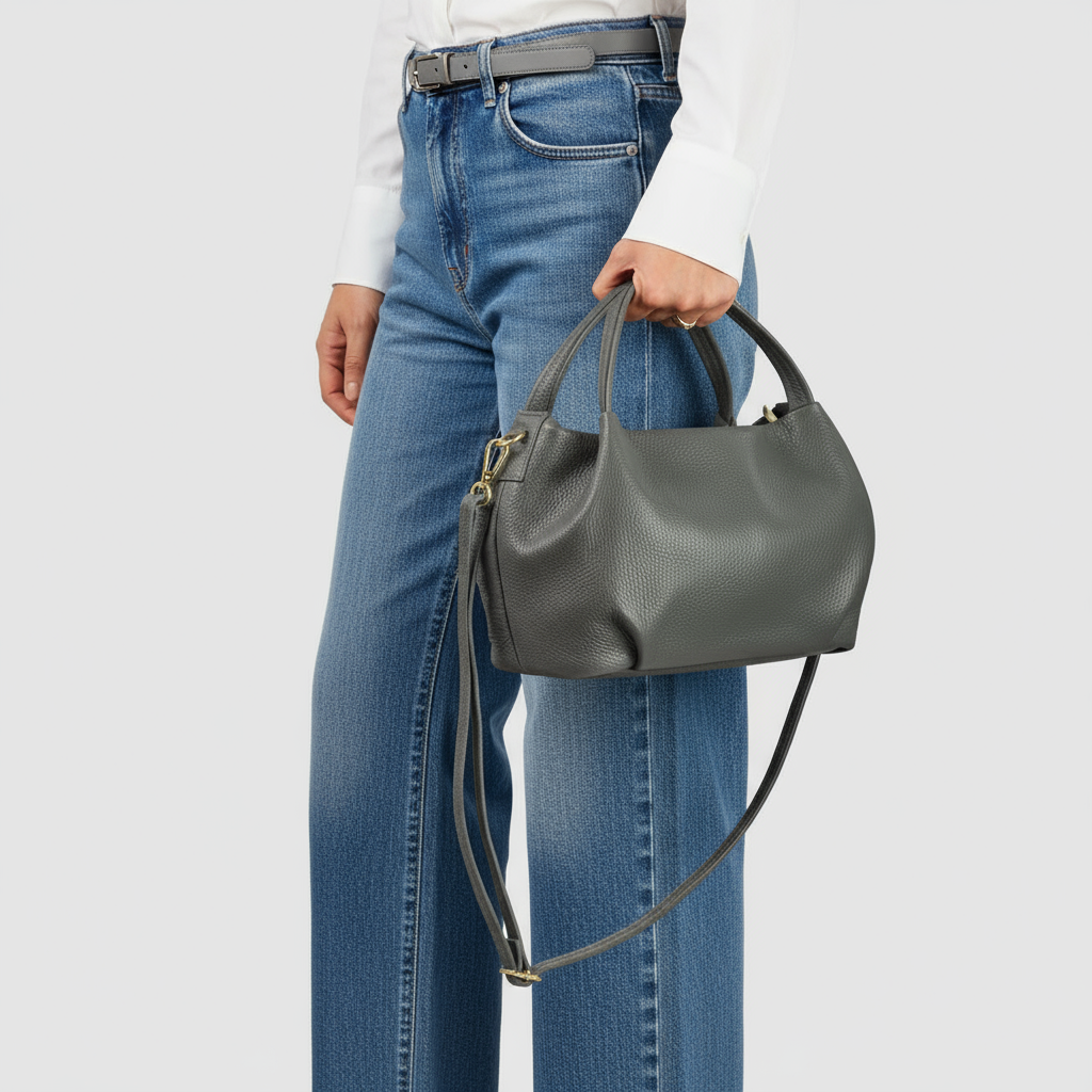 Italian Genuine Calf Leather Top-handle Bag 322055