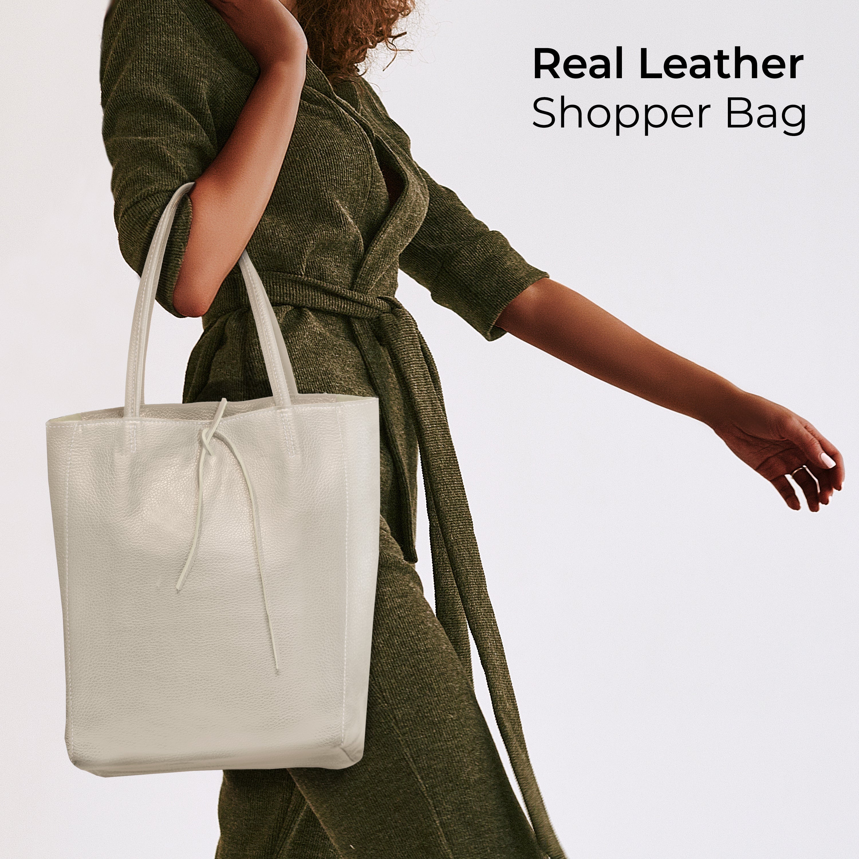 Italian Genuine Calf Leather Tote Bag
