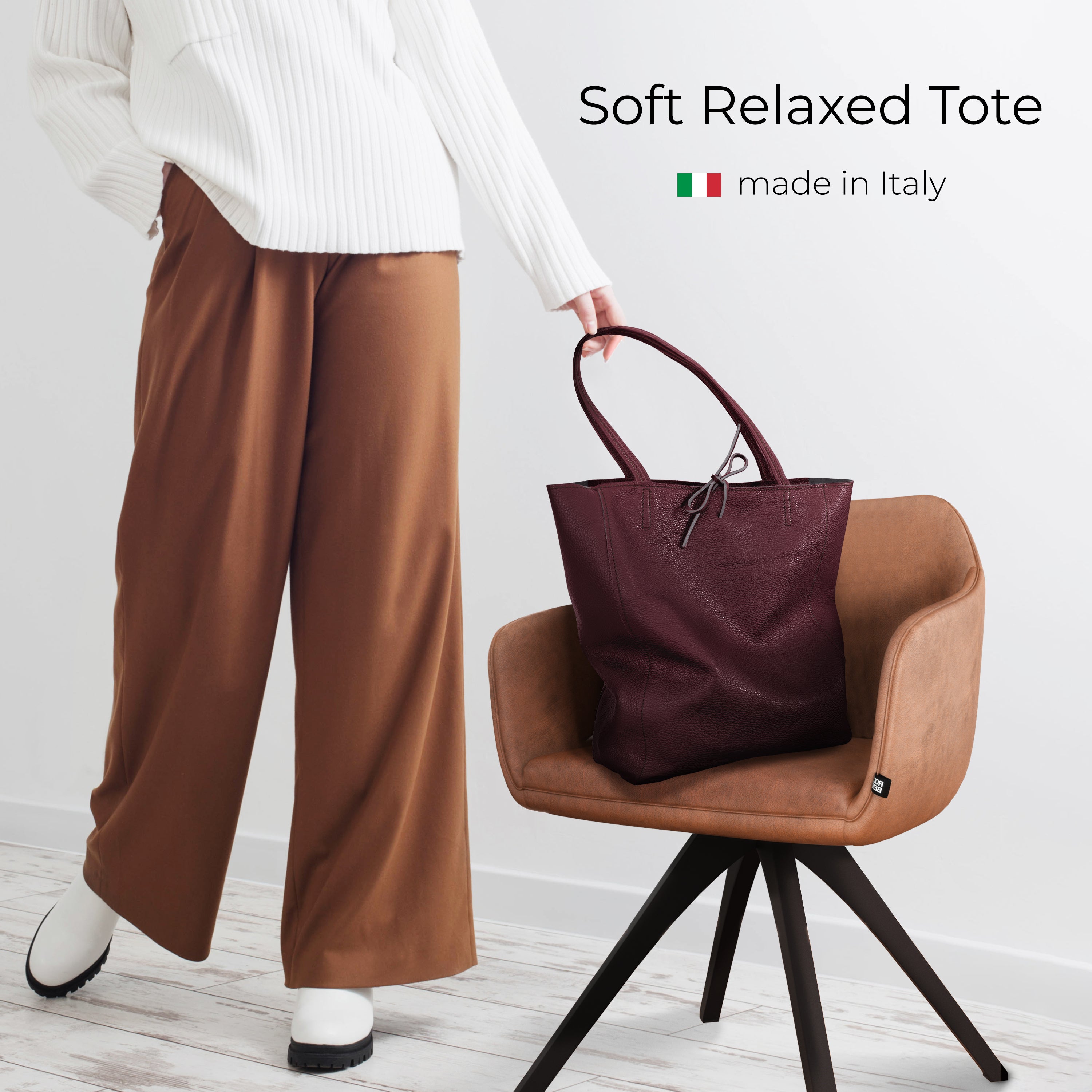 Italian Genuine Calf Leather Tote Bag
