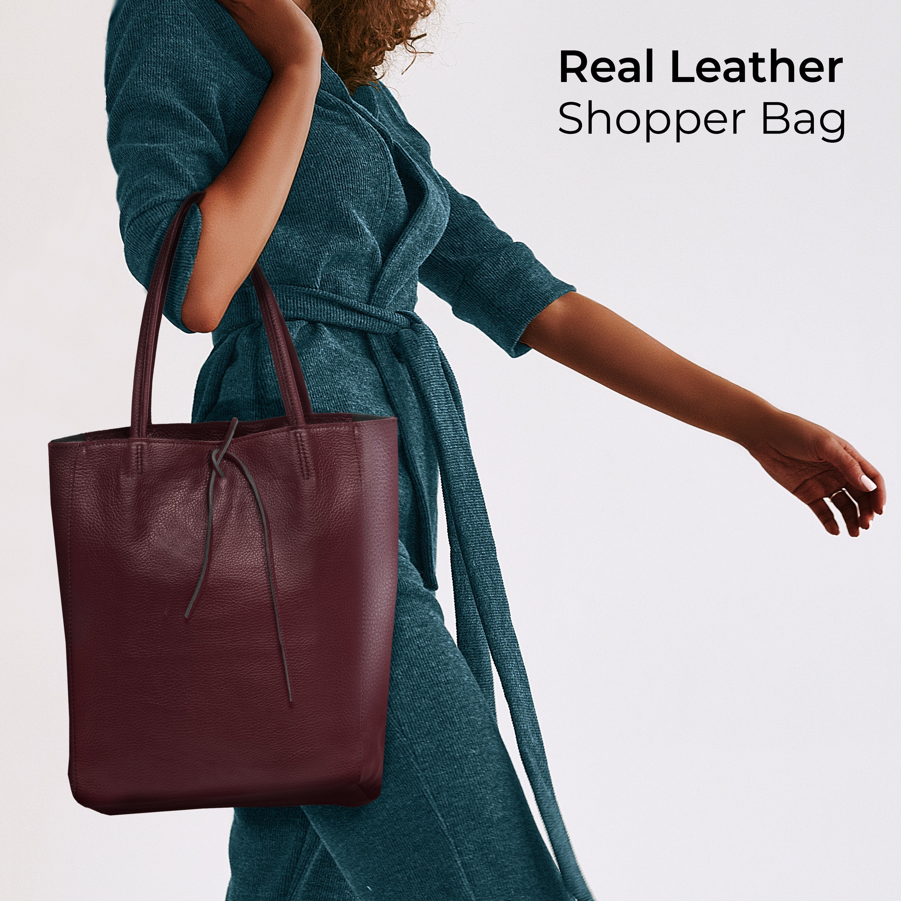 Italian Genuine Calf Leather Tote Bag