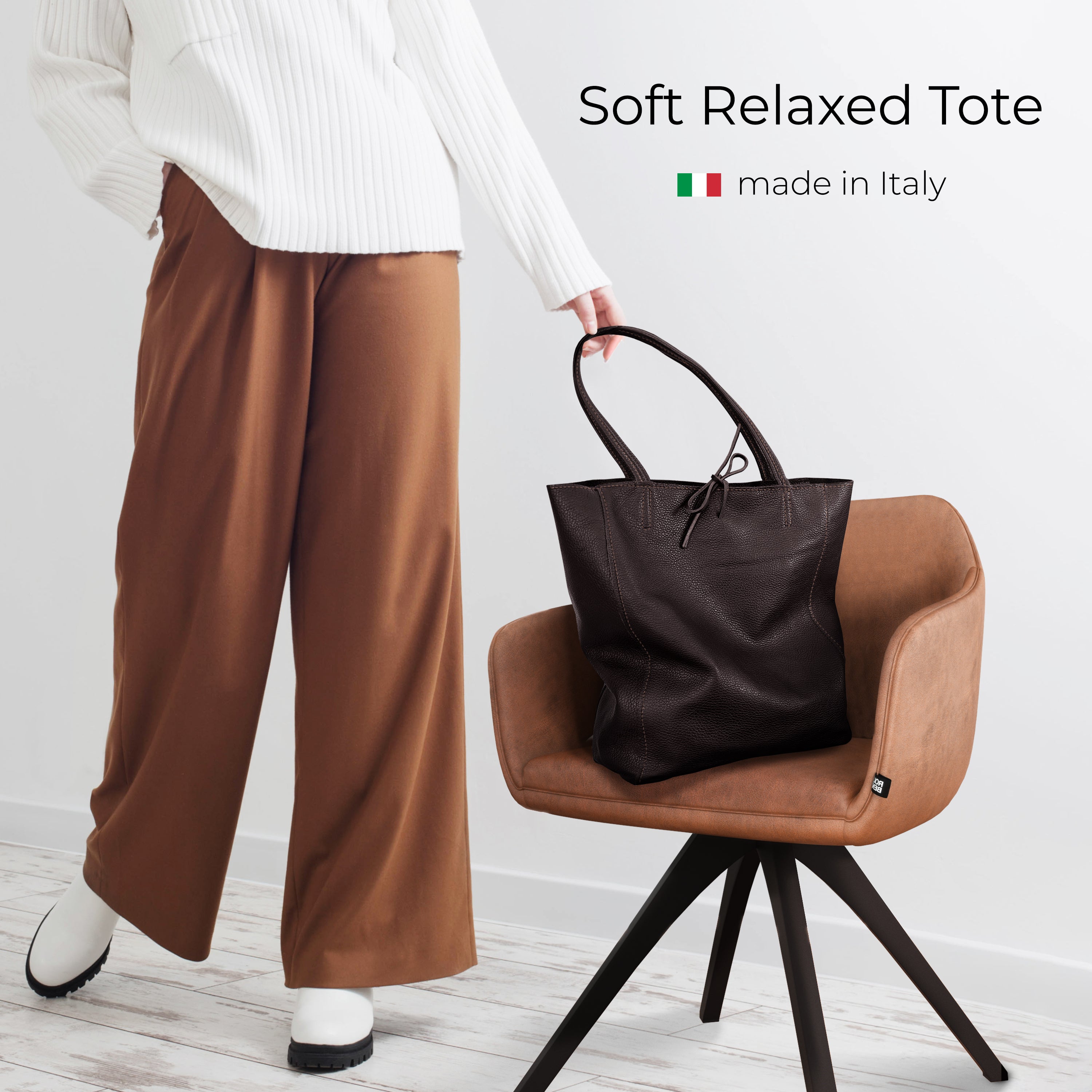 Italian Genuine Calf Leather Tote Bag