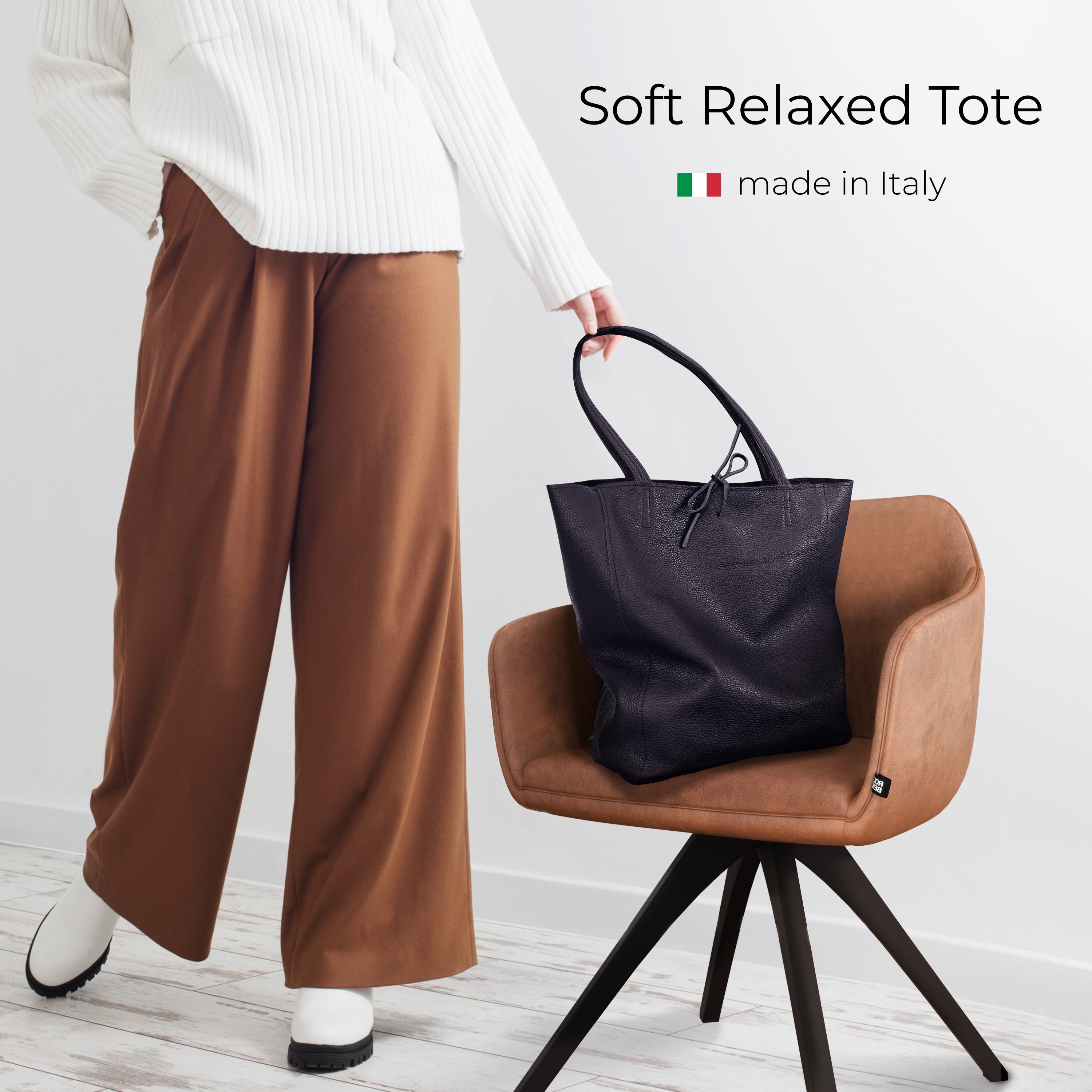 Italian Genuine Calf Leather Tote Bag