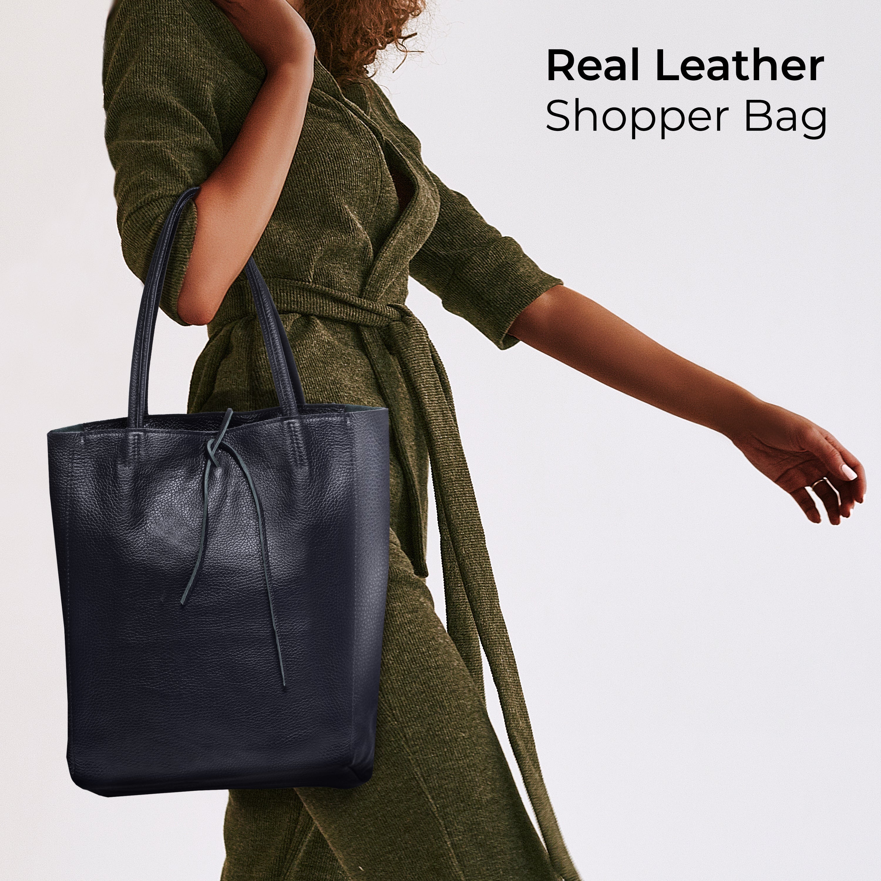 Italian Genuine Calf Leather Tote Bag