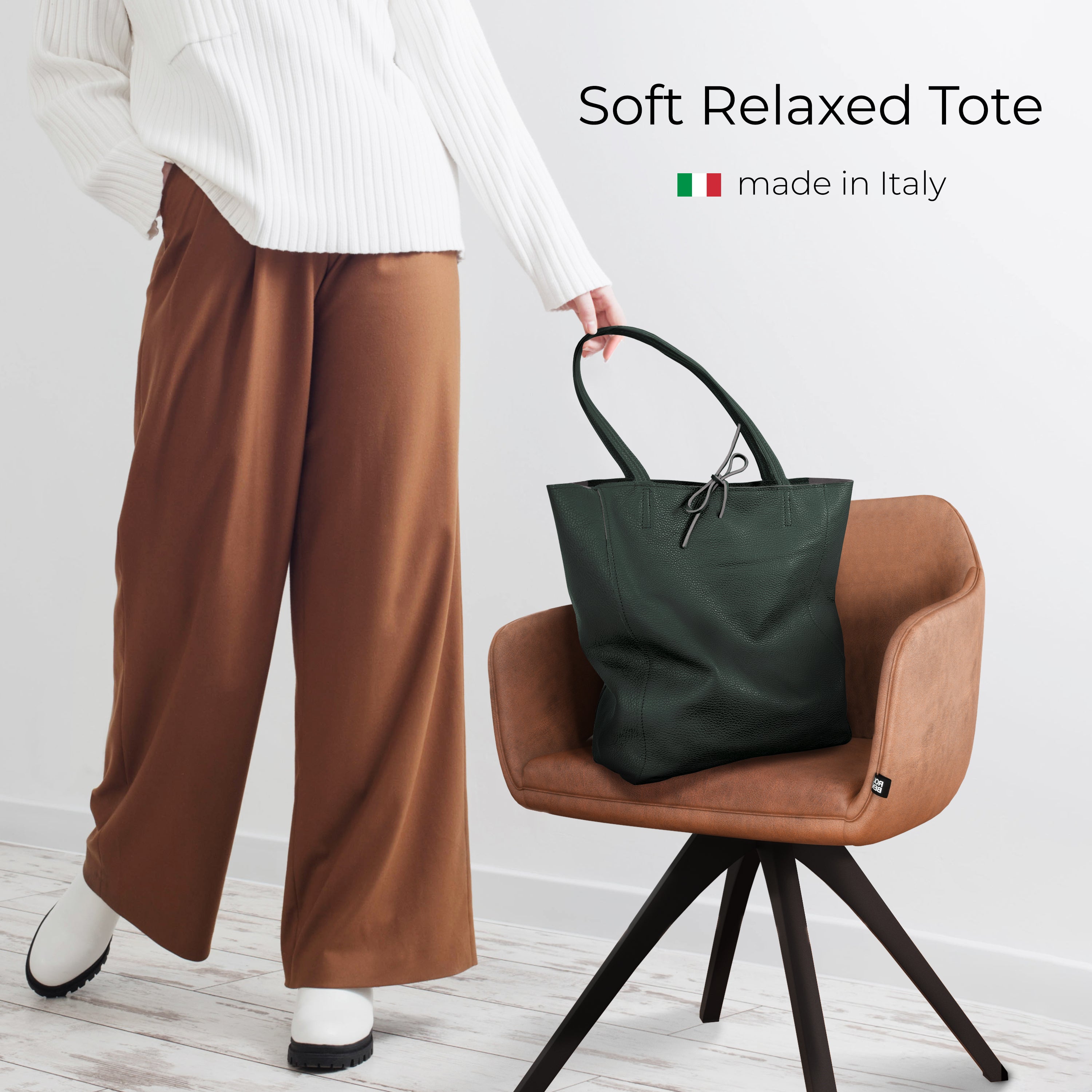 Italian Genuine Calf Leather Tote Bag