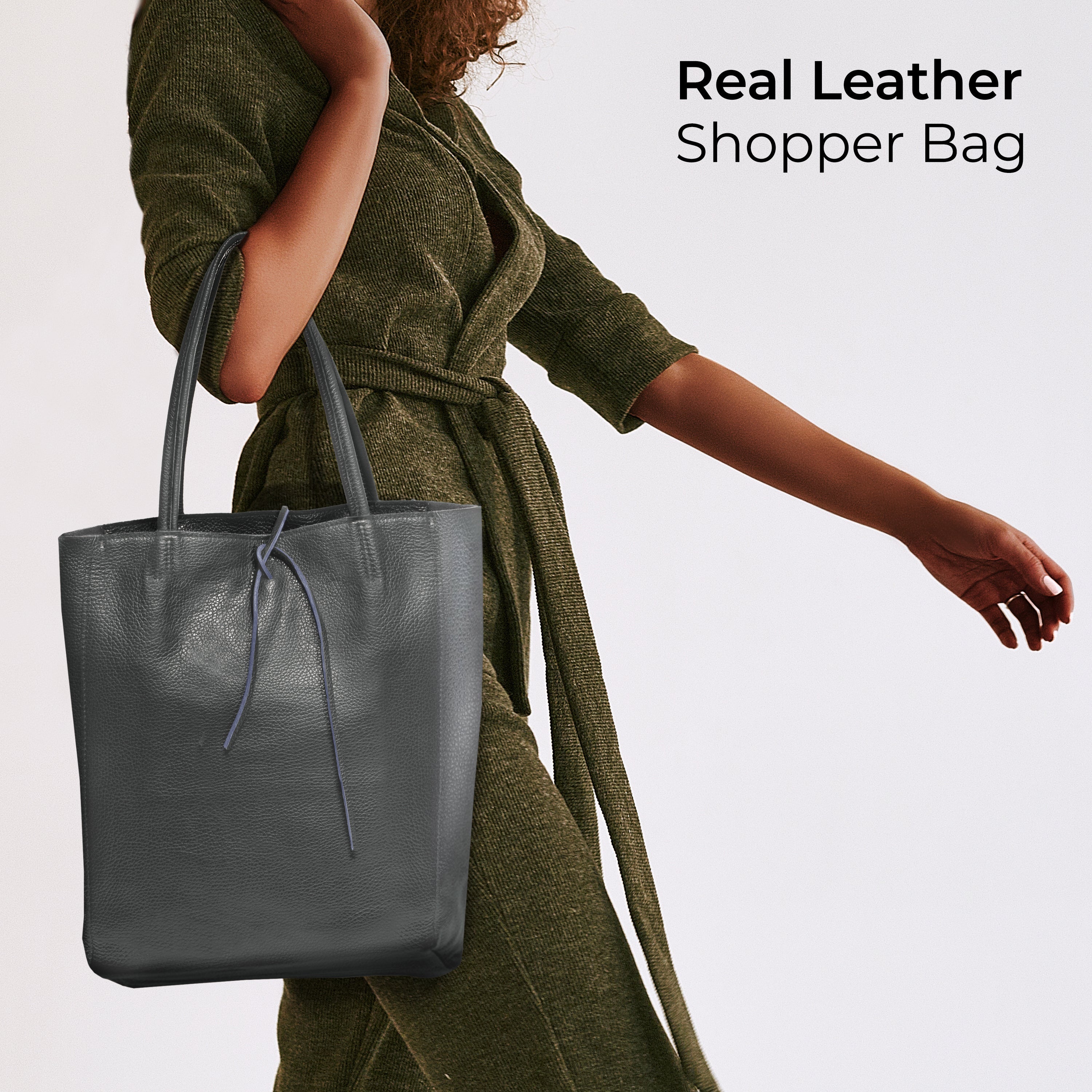 Italian Genuine Calf Leather Tote Bag