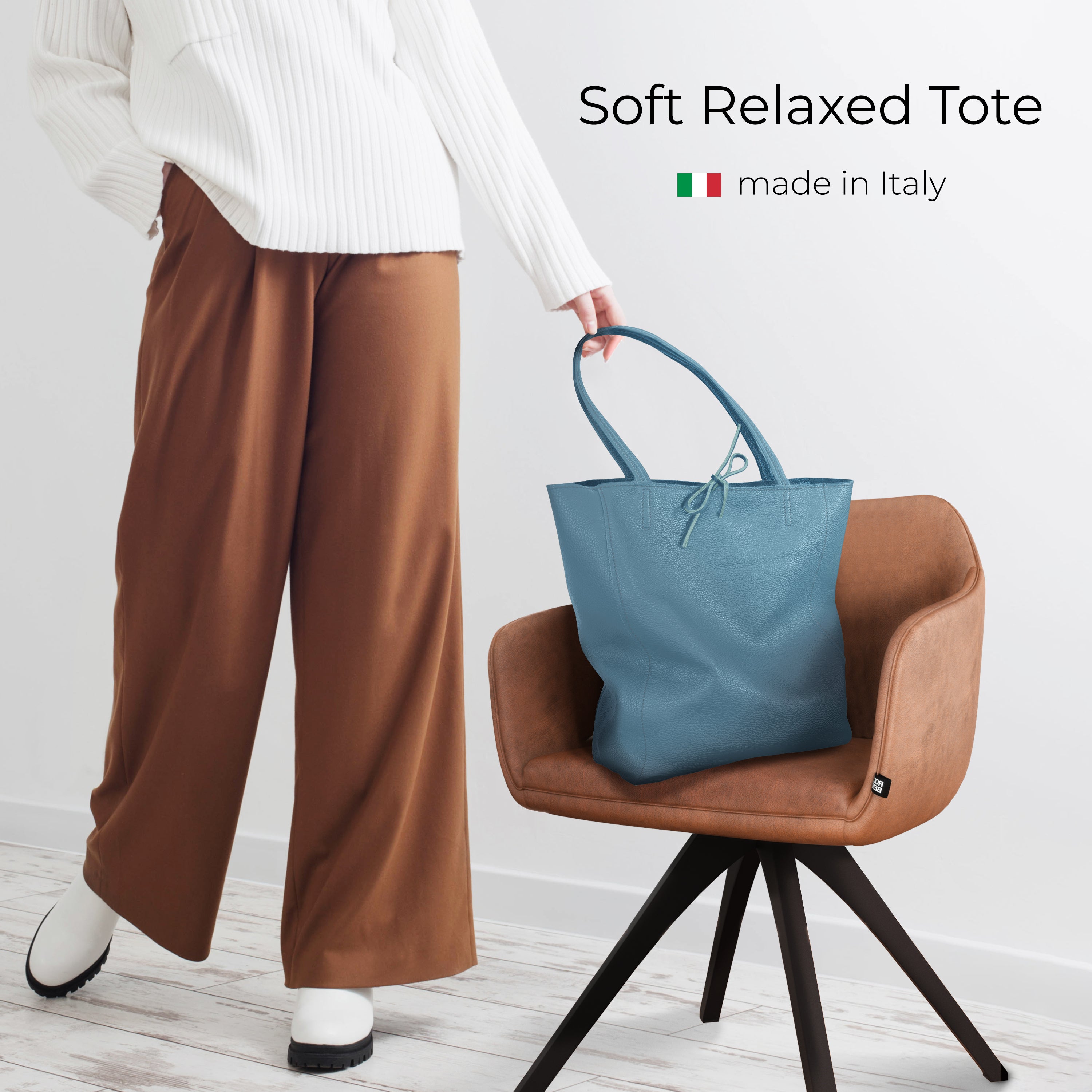 Italian Genuine Calf Leather Tote Bag