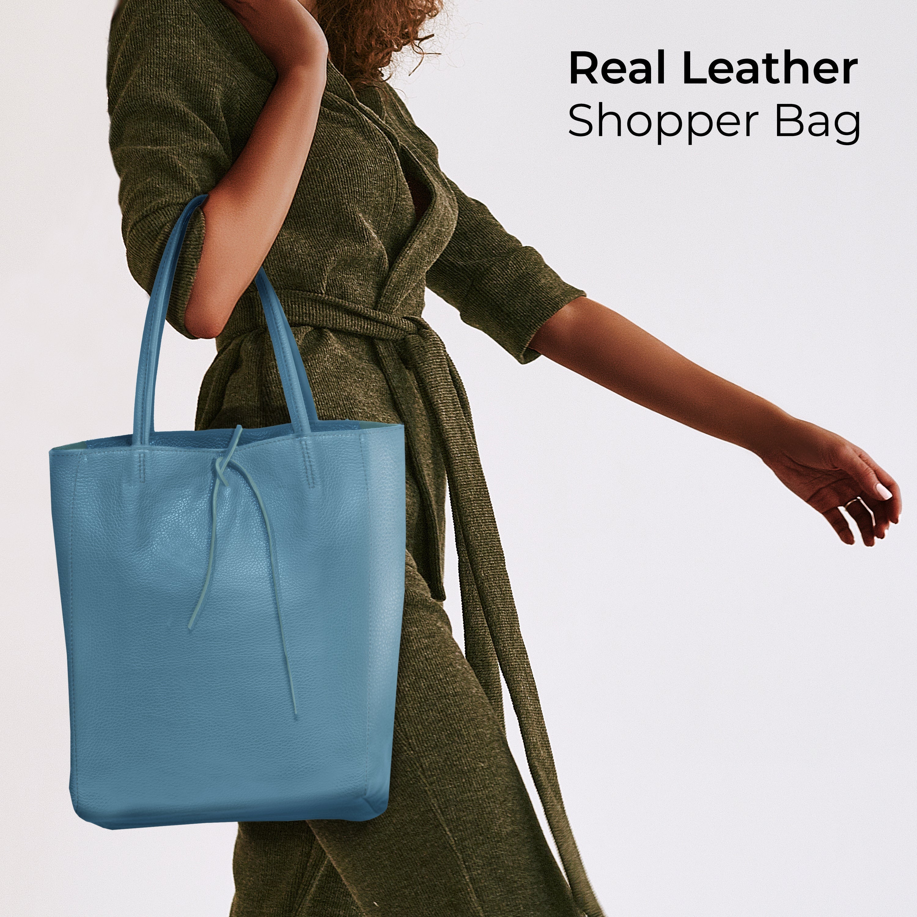Italian Genuine Calf Leather Tote Bag