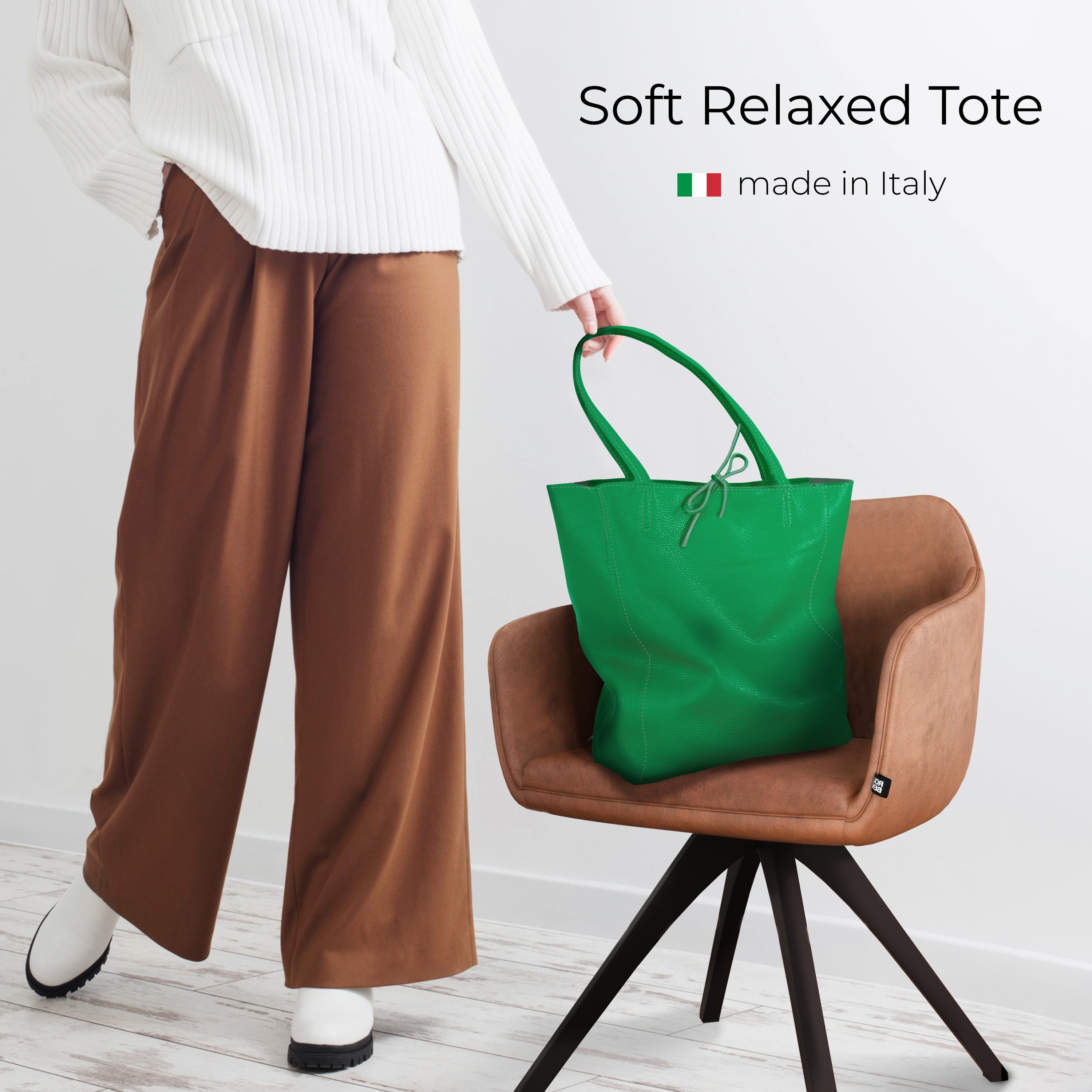 Italian Genuine Calf Leather Tote Bag