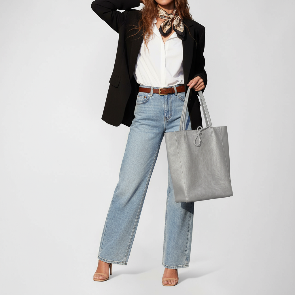 Italian Genuine Calf Leather Tote Bag