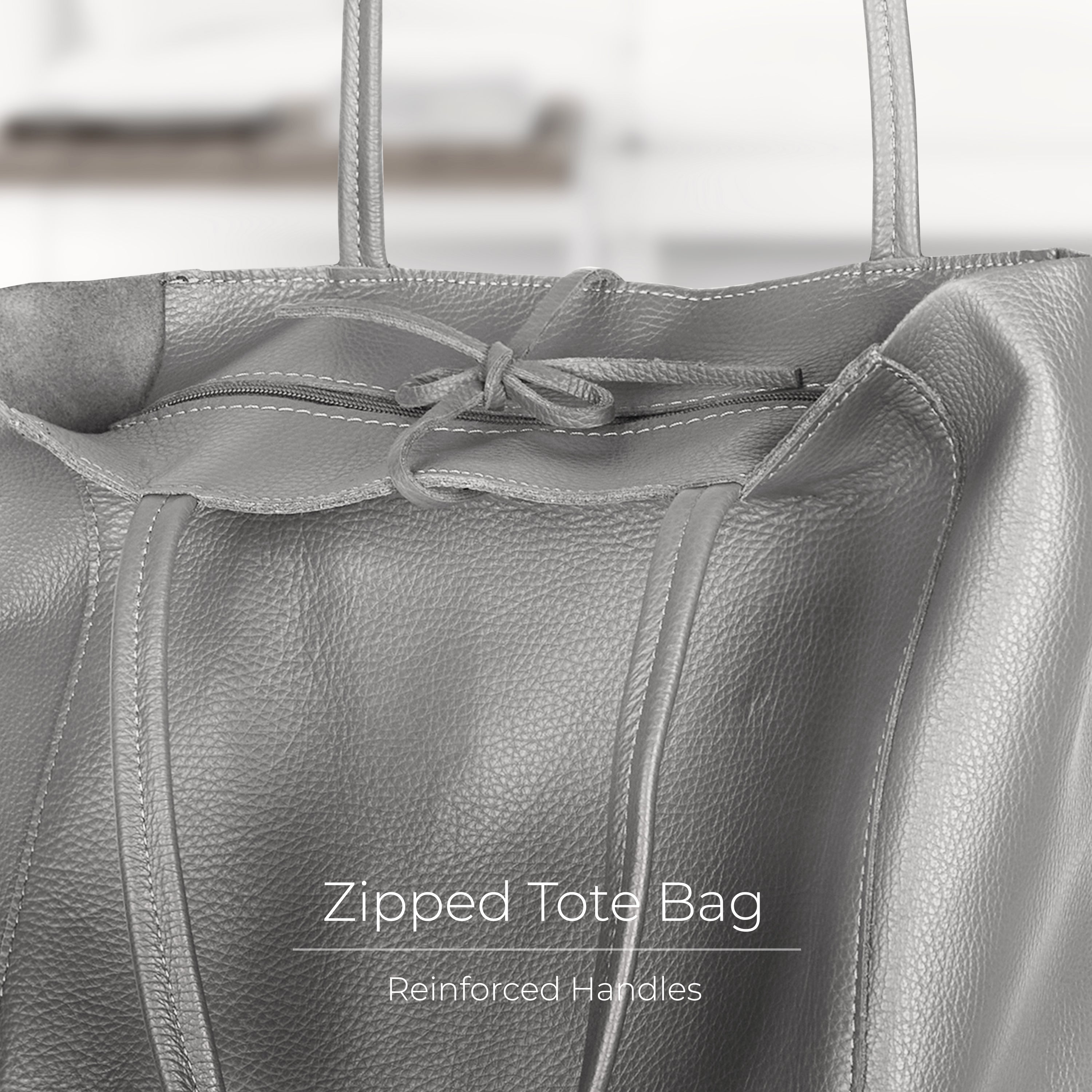 Italian Genuine Calf Leather Tote Bag