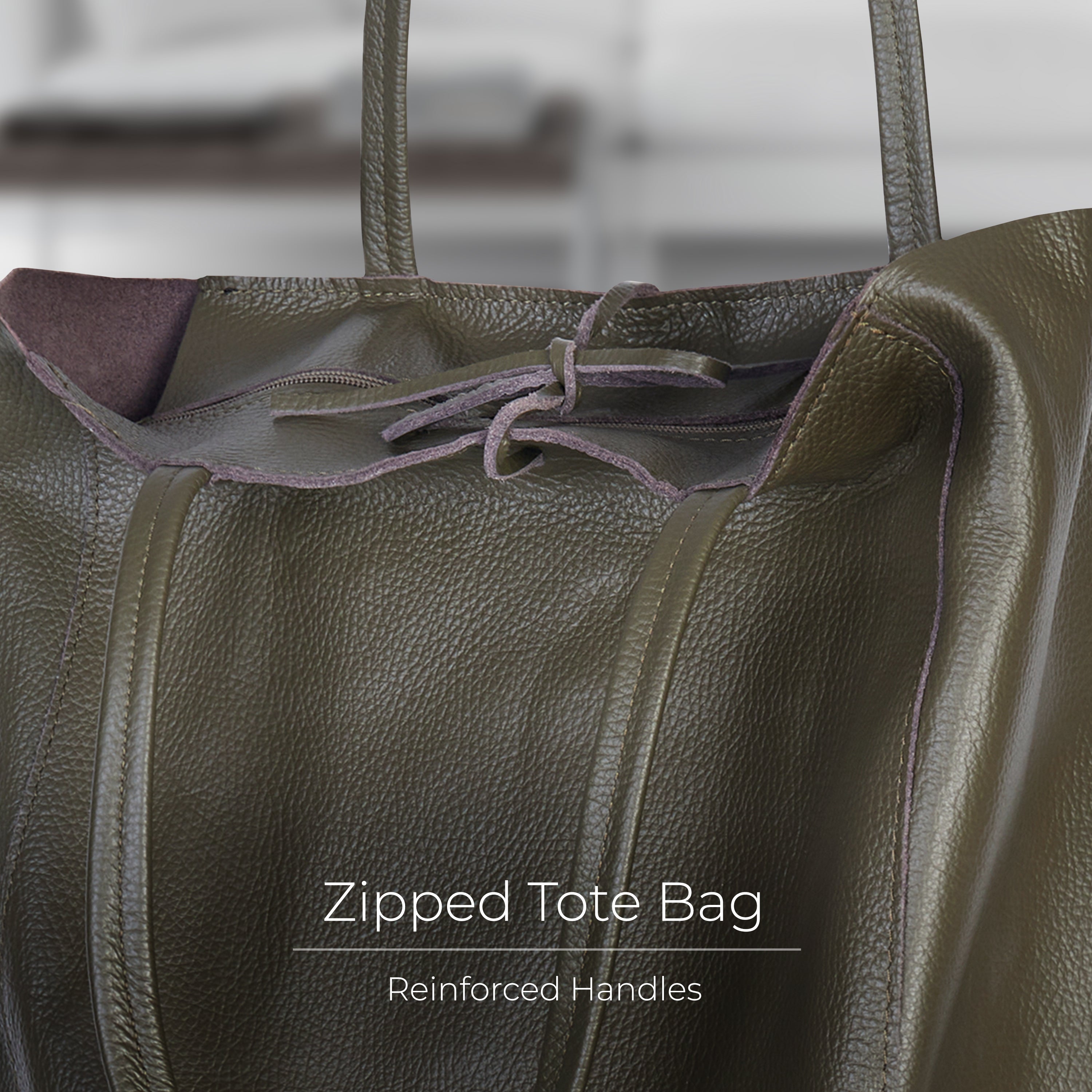 Italian Genuine Calf Leather Tote Bag