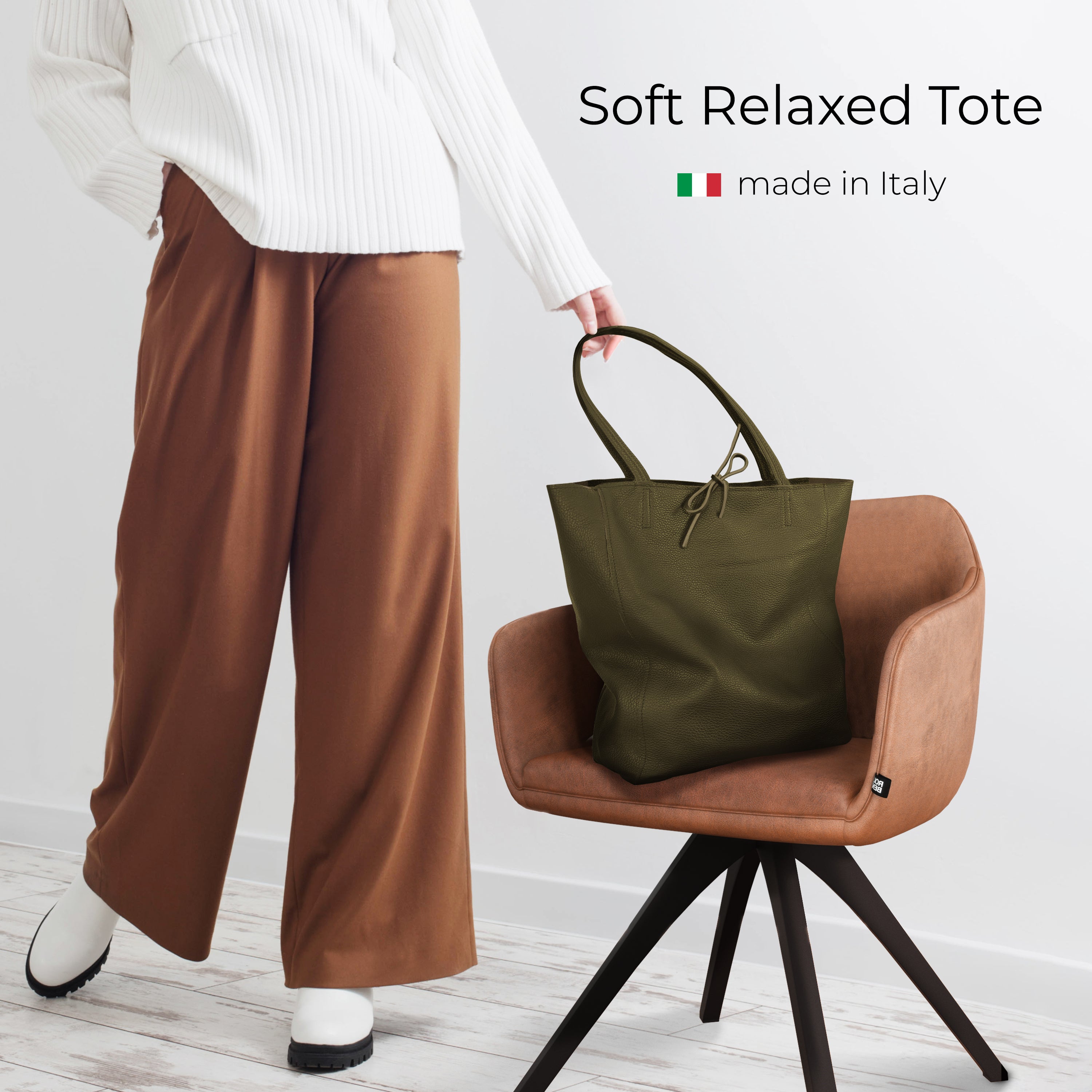 Italian Genuine Calf Leather Tote Bag
